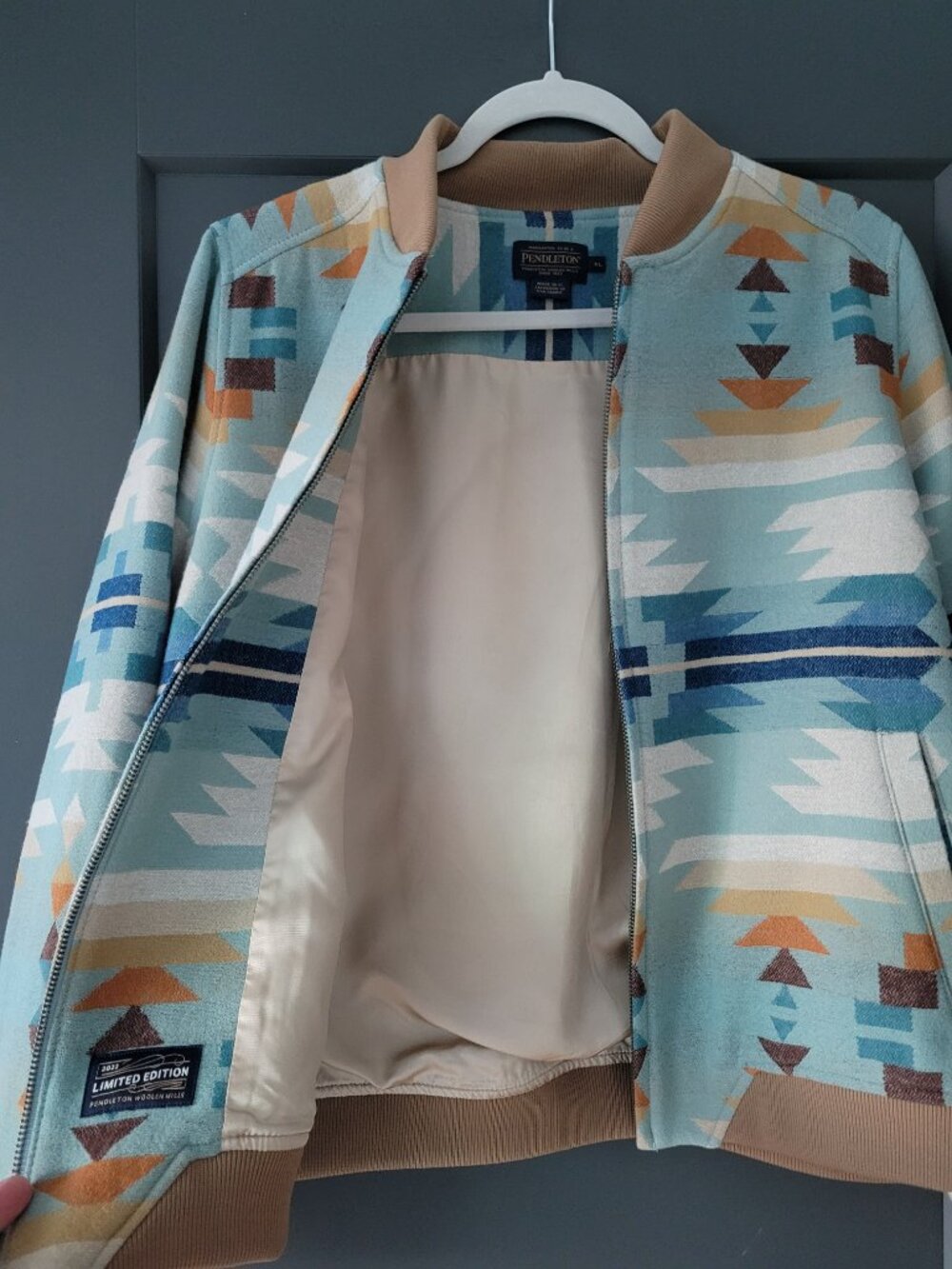 Limited-edition Pendleton Aqua Rio Rancher Wool Bomber Jacket Mint Condition XL - Picture 4 of 16